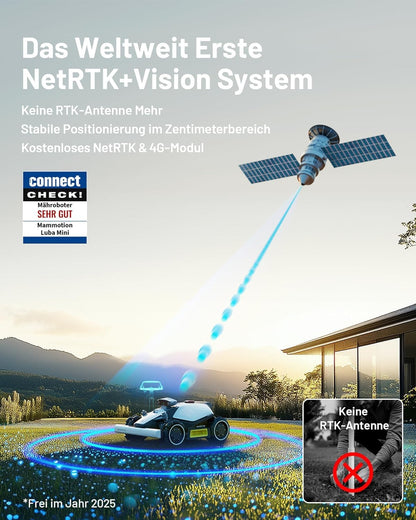 MAMMOTION LUBA mini AWD 1500 Mähroboter ohne Kabel, bis 1800m², RTK+Vision, Auto-Kartierung, 4G-Modul, 80% Steigung, intelligenter Rasenroboter