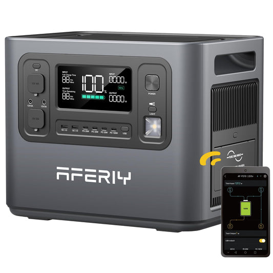 AFERIY 3600W Solargenerator, 3840Wh LiFePO4 Tragbare Powerstation mit USV, 3x230V AC Ausgang 3600W (7200W Peak), Stormerzeuger 2200W Schnelles Stromspeicher Aufladen für Reise, Outdoor-Camping