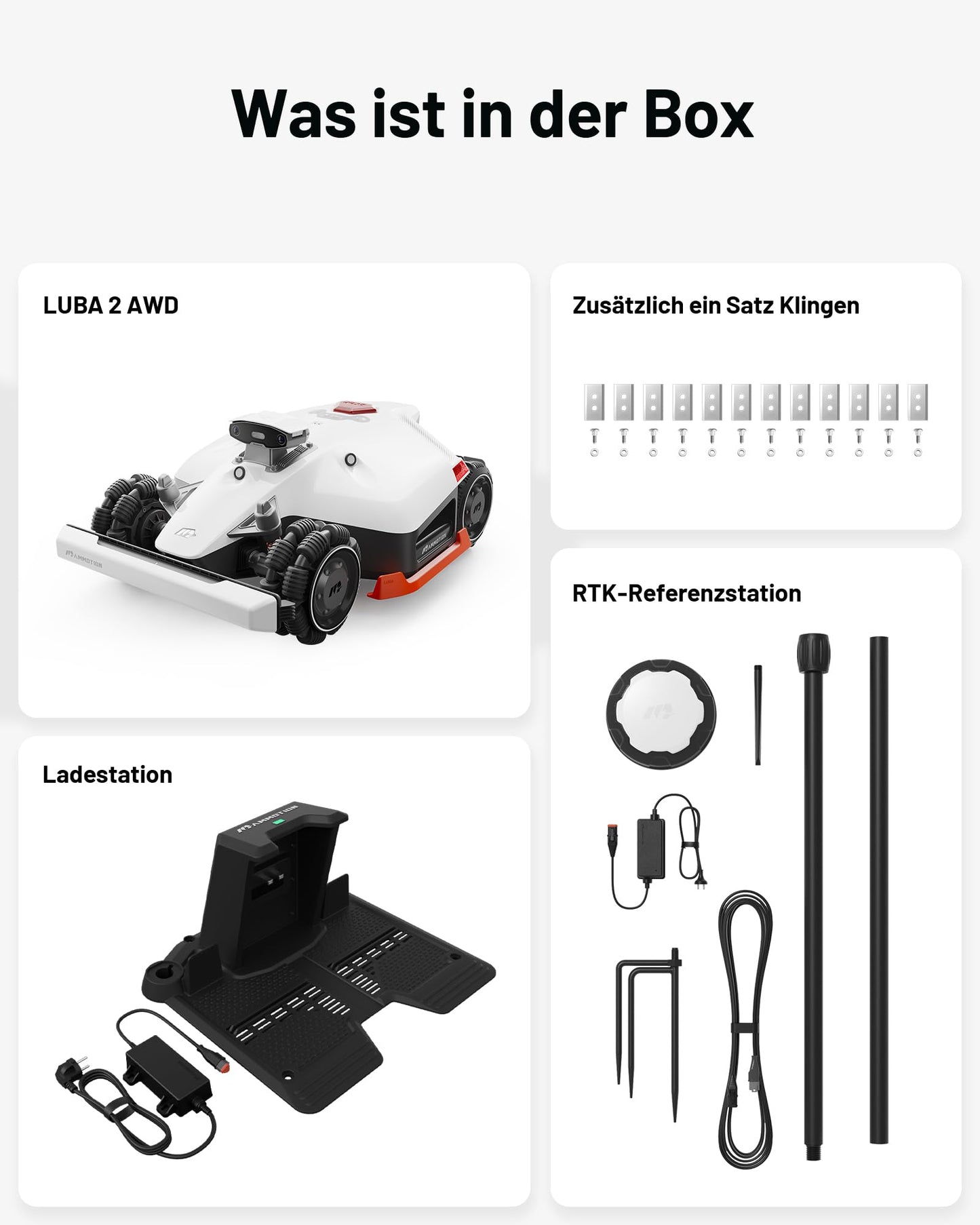 MAMMOTION LUBA 2 AWD 3000X Mähroboter ohne Kabel, bis 3600m², RTK+Vision, Auto-Kartierung, 4G, 80% Steigung, intelligenter Rasenroboter