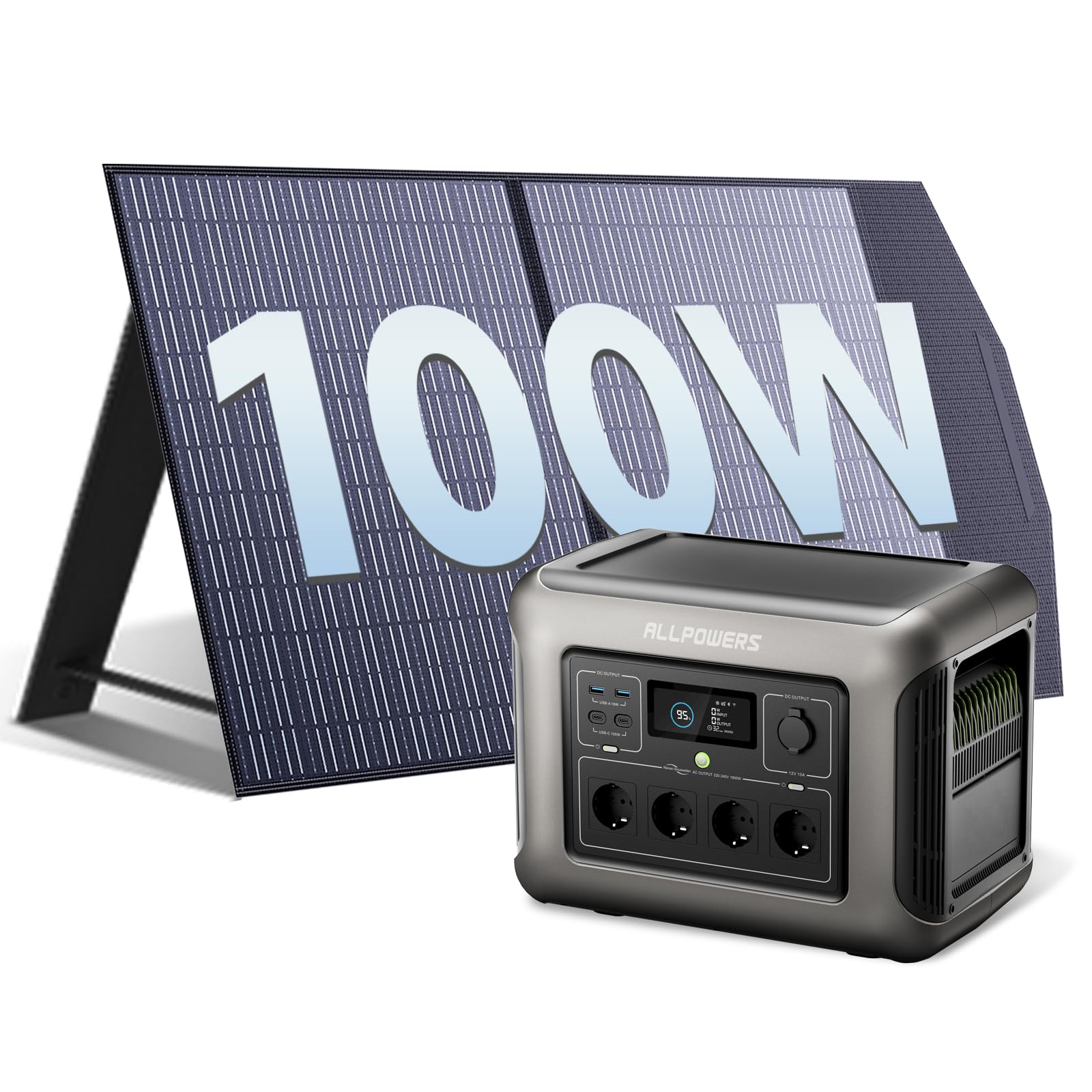 (2025 Neu) ALLPOWERS R1500 LITE Tragbare Powerstation, 1056Wh LFP Batterie Backup mit 4 1600W AC Ausgäng, Schnellladung von 0-80% in 40 Mins Solar Generator, Notstromaggregat für Camping Wohnmobile