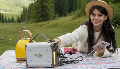 EHOM Tragbare Powerstation EP350, 307Wh, Power Station LiFePO4 mit 350W (Spitze 700W) AC und 200W Solarpanel-Laden, 2-Gurt-Designs für mehr Tragbarkeit, Für Camping, Reise, Notfall, Unterwegs