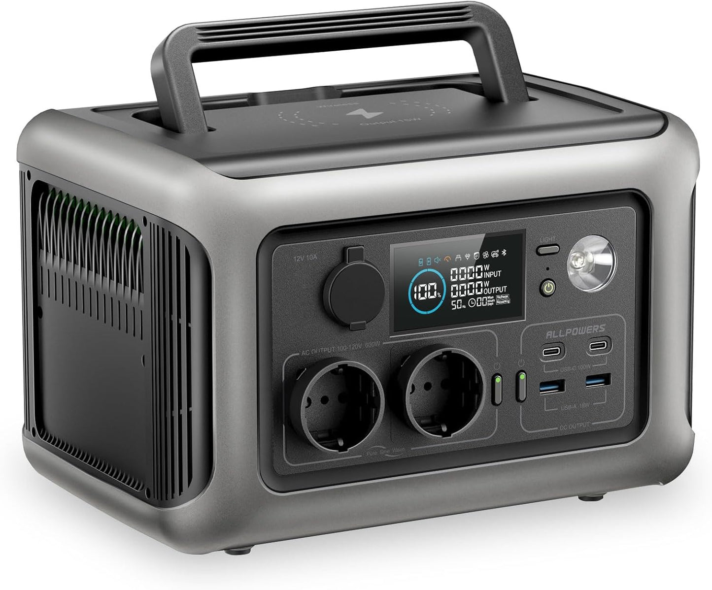 ALLPOWERS R600 Tragbare Powerstation, 299Wh LiFePO4 Batterie mit 2x 600W (1200W Spitze) AC Ausgang Solargenerator, 0-100% Schnellladung in 1 Stunde für Garten Party Reise Camping Wohnmobil Notfall