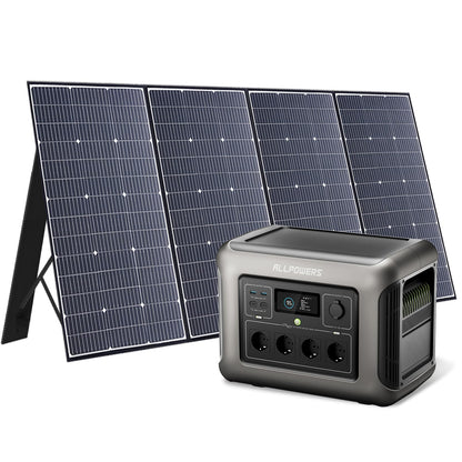 (2025 Neu) ALLPOWERS R1500 LITE Tragbare Powerstation, 1056Wh LFP Batterie Backup mit 4 1600W AC Ausgäng, Schnellladung von 0-80% in 40 Mins Solar Generator, Notstromaggregat für Camping Wohnmobile