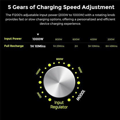 FOSSiBOT Tragbare Powerstation F1200, 1024Wh LiFePO4 Solargenerator mit 2 1200W (Power Lifting 2400W) AC Ausgänge, 100W Typ-C, 45 Min. Schnellladung von 0-80%, für Reise, Camping, Hausgebrauch