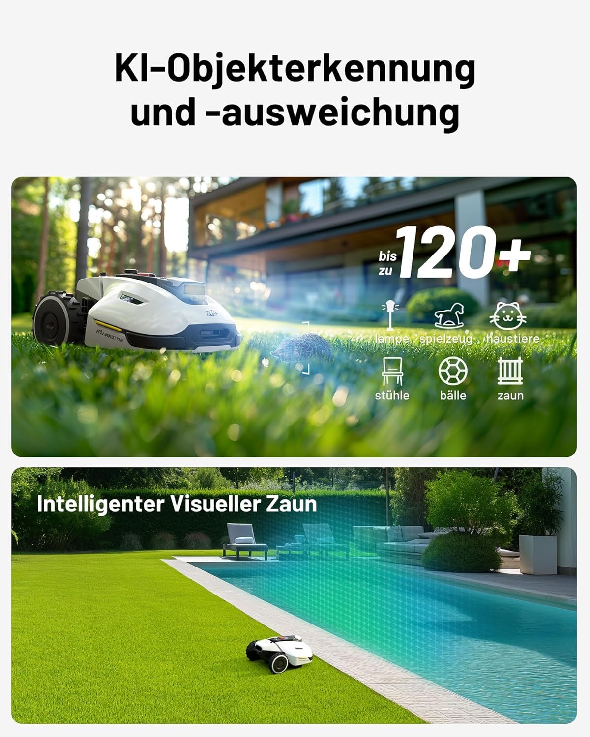 MAMMOTION YUKA 2000 Mähroboter ohne Kabel, bis 2800m², RTK+Vision, Auto-Kartierung, 4G-Modul, 50% Steigung, intelligenter Rasenroboter