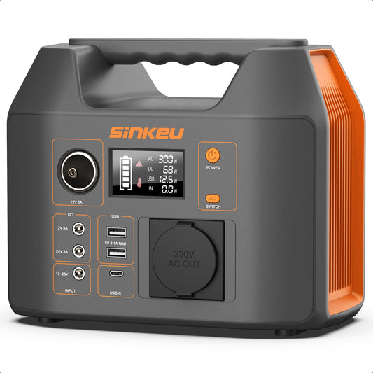 SinKeu Tragbare Powerstation 99Wh,150W Solar Generatoren Akku mit 230V AC/Car Lighter Port/USB Ausgabe,für Reise Camping Wohnmobil und als Notstromaggregat (Black)