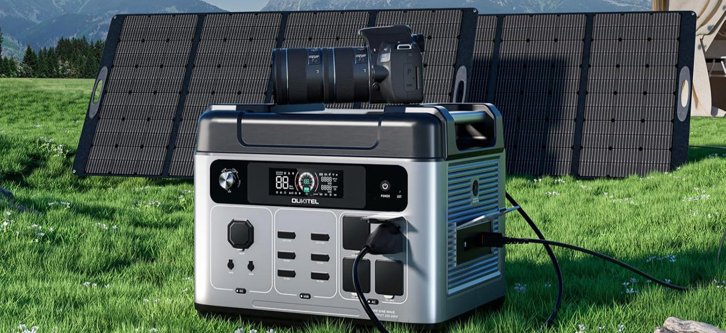 OUKITEL P2001 Plus Tragbare Powerstation 2048Wh, Solargenerator mit LiFePO4 Akku 4 x 2400W (4800W Peak) AC Ausgänge, Schnellladung 0–80% in 1 Std., Power Station für Wohnung Reise Camping