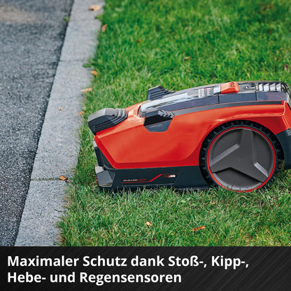 Einhell FREELEXO CAM 500 Mähroboter, 18V Akku, ohne Begrenzungsdraht dank Kamera, bis 500m², Brushless, 25% Steigung, inkl. 3,0Ah Akku