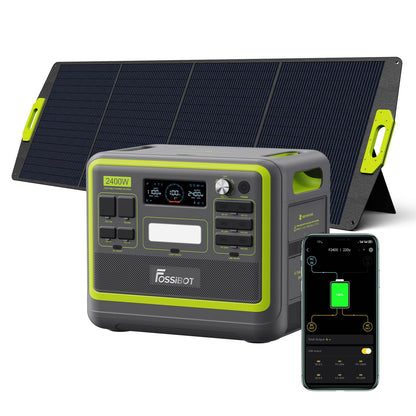 FOSSIBOT F2400 Solargenerator, Tragbare Powerstation 2048Wh LiFePO4 Batterie-Backup mit 2400W AC Ausgängen (4800W Peak), Power station für Outdoor-Camping, Wohnmobil-Reisen, Hausgebrauch