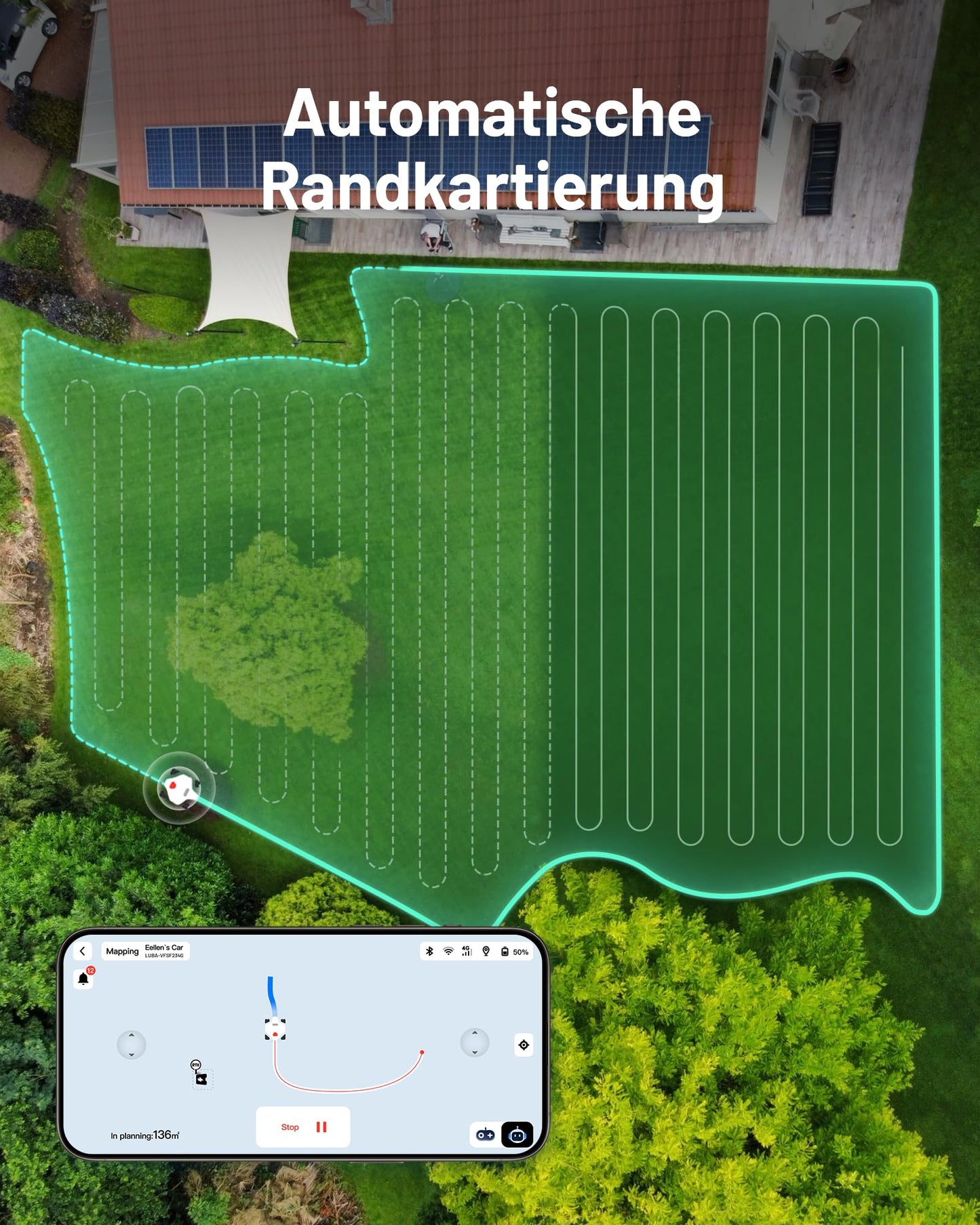 MAMMOTION LUBA 2 AWD 3000X Mähroboter ohne Kabel, bis 3600m², RTK+Vision, Auto-Kartierung, 4G-Modul, 80% Steigung, intelligenter Rasenroboter