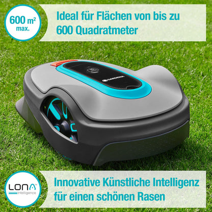 Gardena smart SILENO City 600 Mähroboter, bis 600m², LONA AI, App-Steuerung, SensorControl, Steigungen bis 35%, inkl. smart Gateway, DE-Version